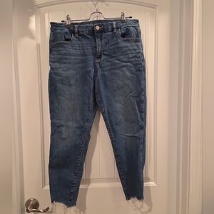 American Eagle Outfitters Distressed Blue Cropped Jeans
